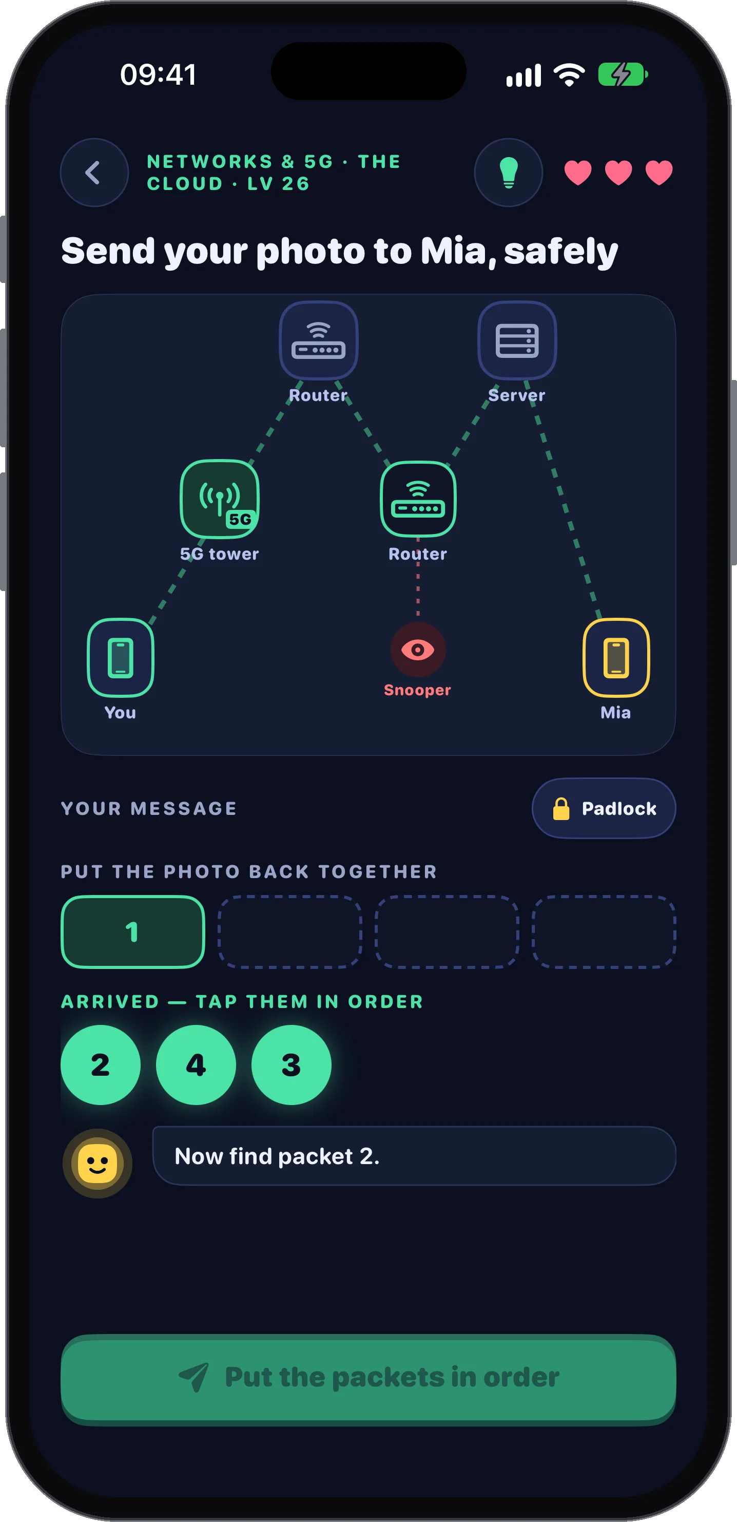 Sending a photo as packets through routers